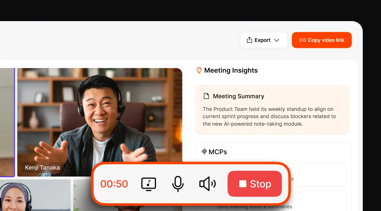 call.md — a meeting captured as a markdown document with a playable clip for each decision.