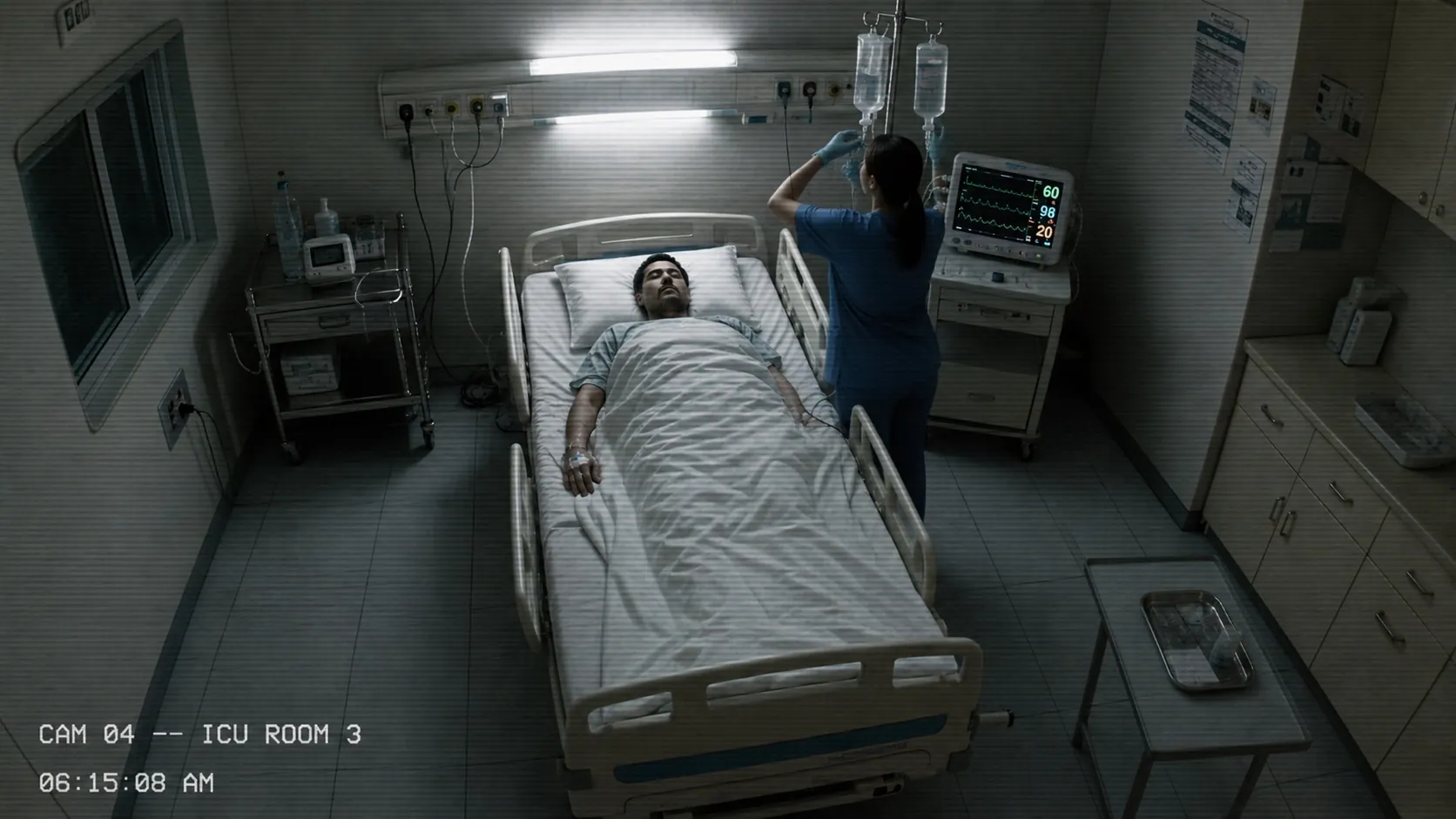 Nurse assisting with a patient turn.