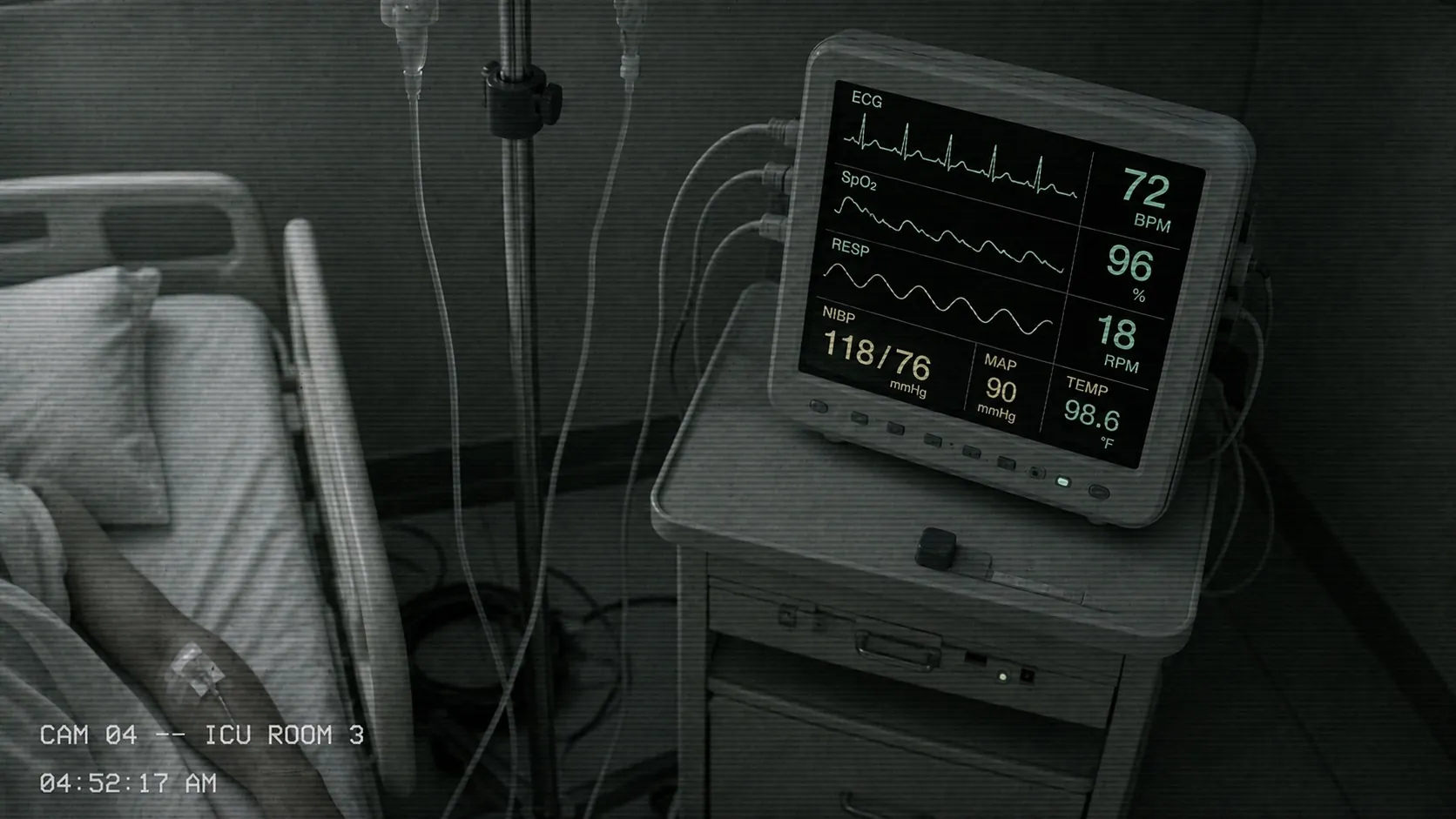 Patient respiration monitored in the ICU.