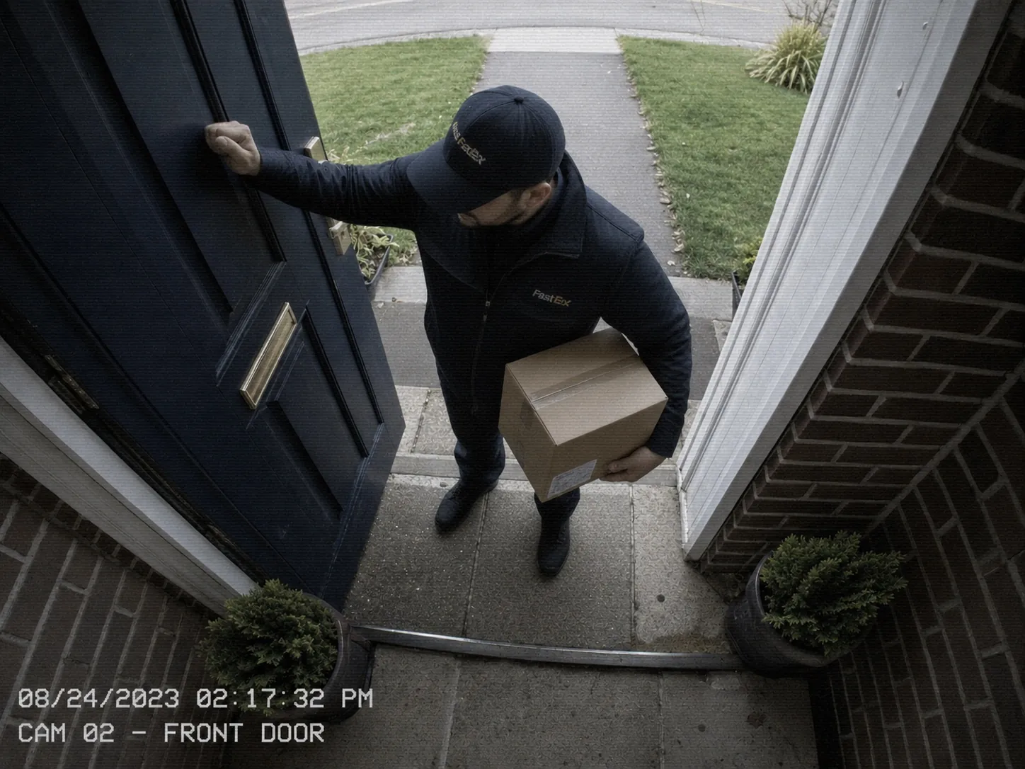 A package left at the front door.